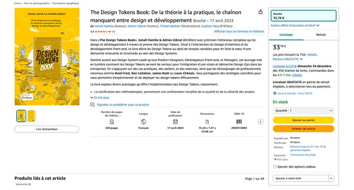 Amazon page of the Design Tokens Book